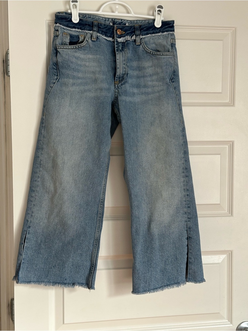 Zara Light Blue Wide Leg Split-Hem Jeans